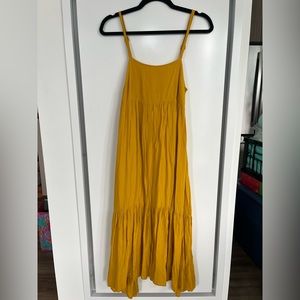 UO Yellow flowy midi dress